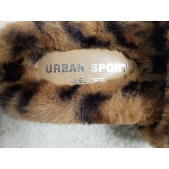 J/Slides Urban Sport Lovlie Slipper Leopard Faux Fur Animal Print Fuzzy Slide 7 - Picture 3 of 5